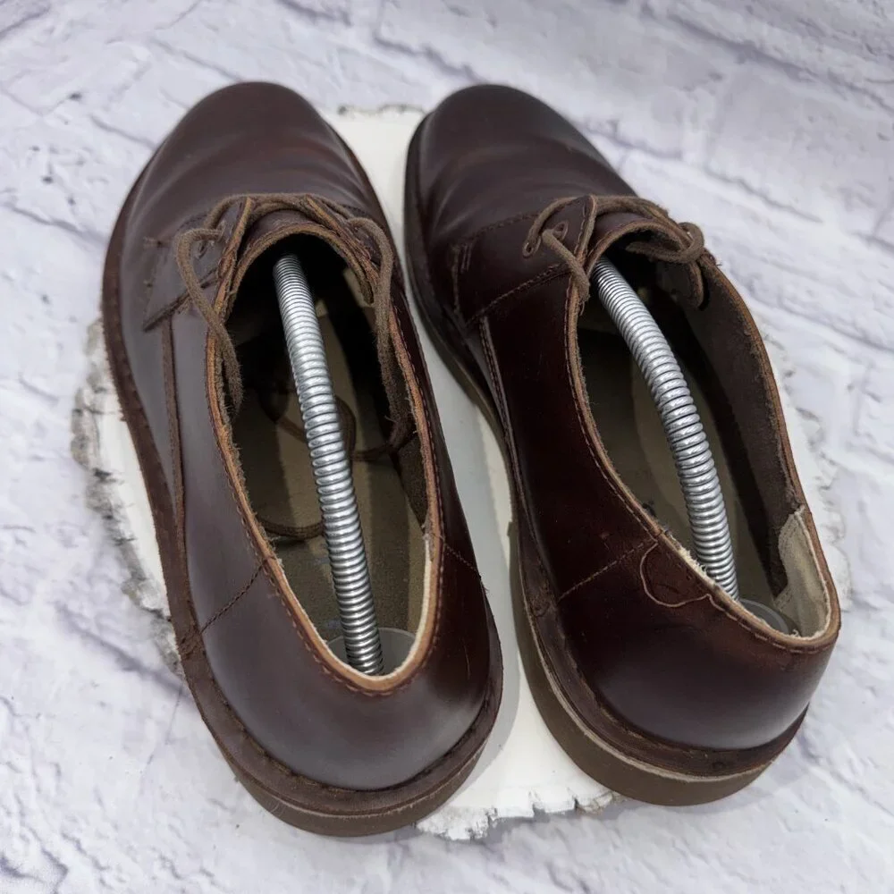 Clarks Mens Size 10 Bushacre Chukka Brown Leather Low Cut Shoes